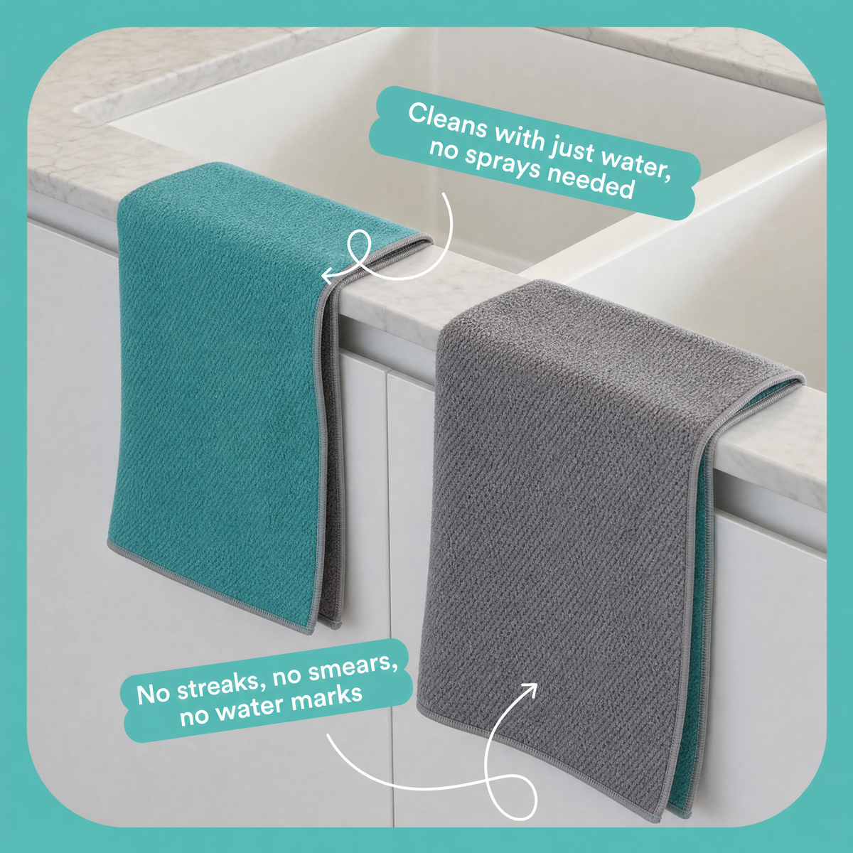 Two-Sided Microfiber Cloth XXL - Streak-Free Cleaning With Just Water